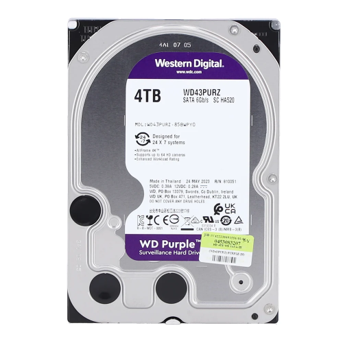 WD PURPLE, WD43PURZ, 3.5'', 4TB, 256Mb, 5400 Rpm, 7/24 Güvenlik, HDD (Türkiye Distribütörü Garantili)