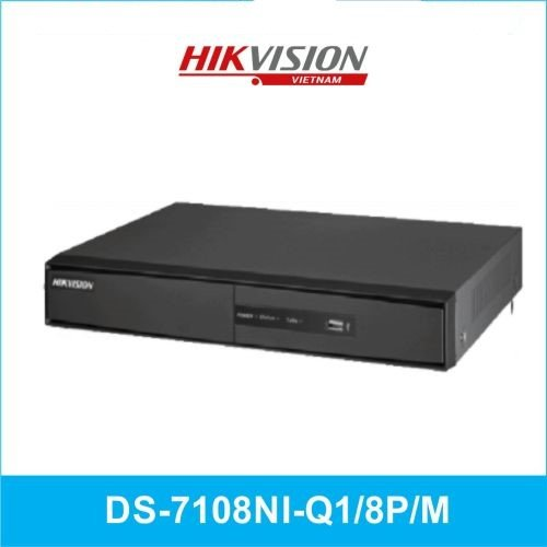 HIKVISION DS-7108NI-Q1/8P/M, 8Kanal PoE, 4Mpix, H265+, 1 HDD Desteği, 1520P Kayıt, 60Mbps Bant Genişliği, Metal Kasa, NVR